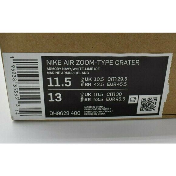 NWB Nike Mens Size 11.5 Air Zoom Type Crater Lime Navy White Shoes DH9628-400